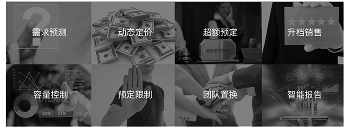 需求展望，动态定价，逾额预定，升档销售，容量控制，预订限制，团队置换，智能报告